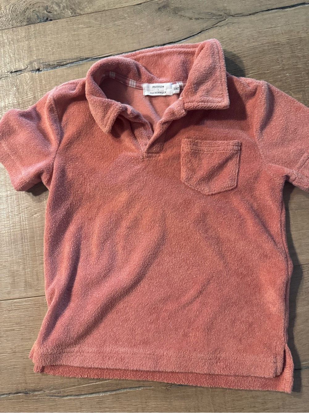 Minnow x Tuckernuck Nantucket Red Terry Polo Shirt for Kids 3/4T